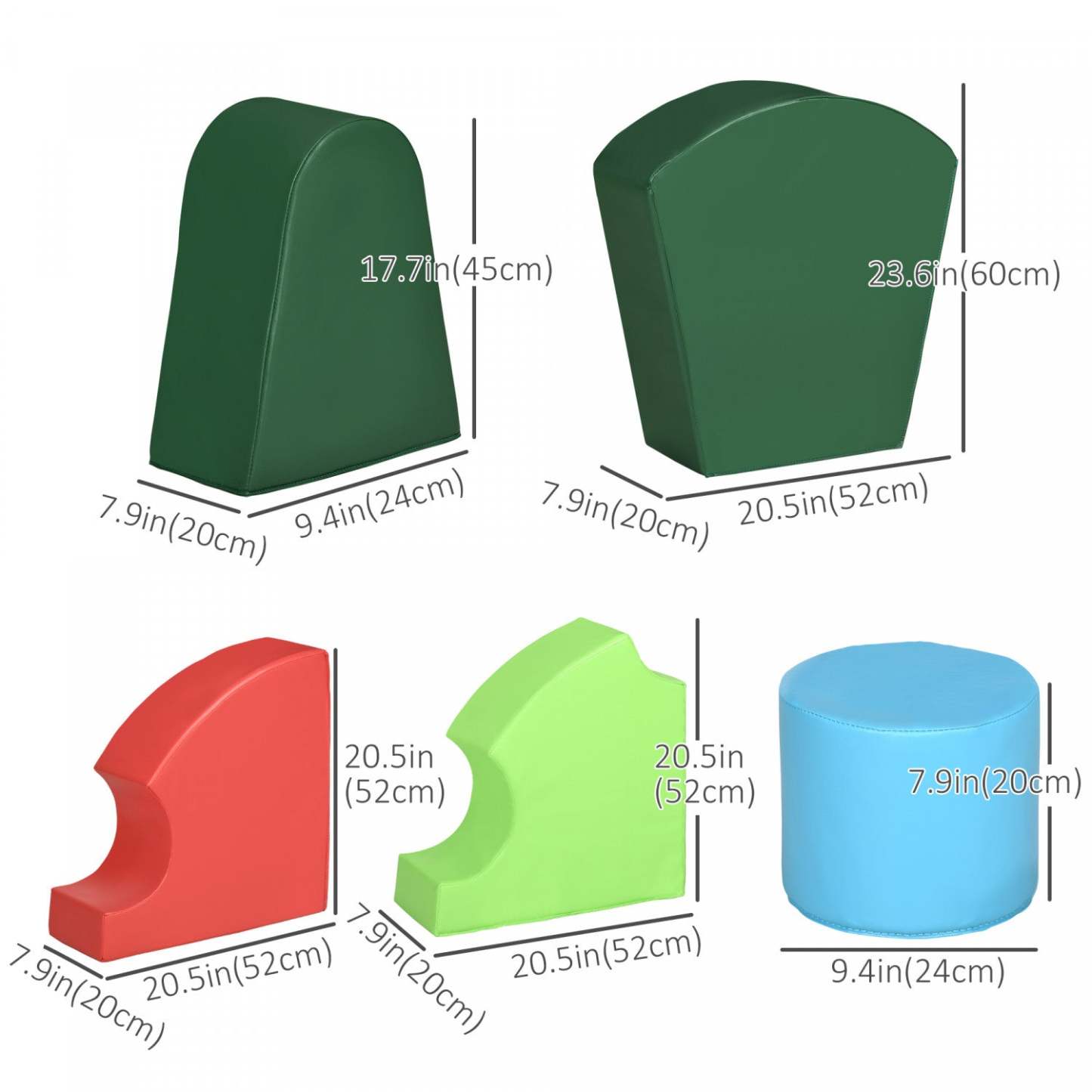 Qaba 10 pièces, Ensemble de Jeu en Mousse, Logiciel Éducatif Coloré pour Enfants, Escaliers et Rampe