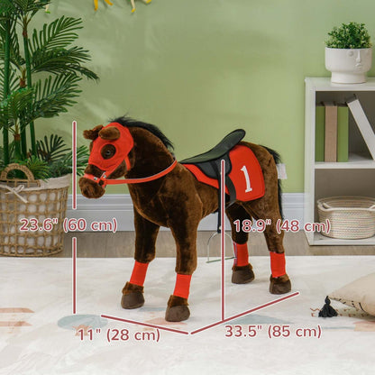 Qaba Cheval A Chevaucher, Jouets Animaux A Chevaucher Pour Enfants Avec Design De Cheval De Guerre,