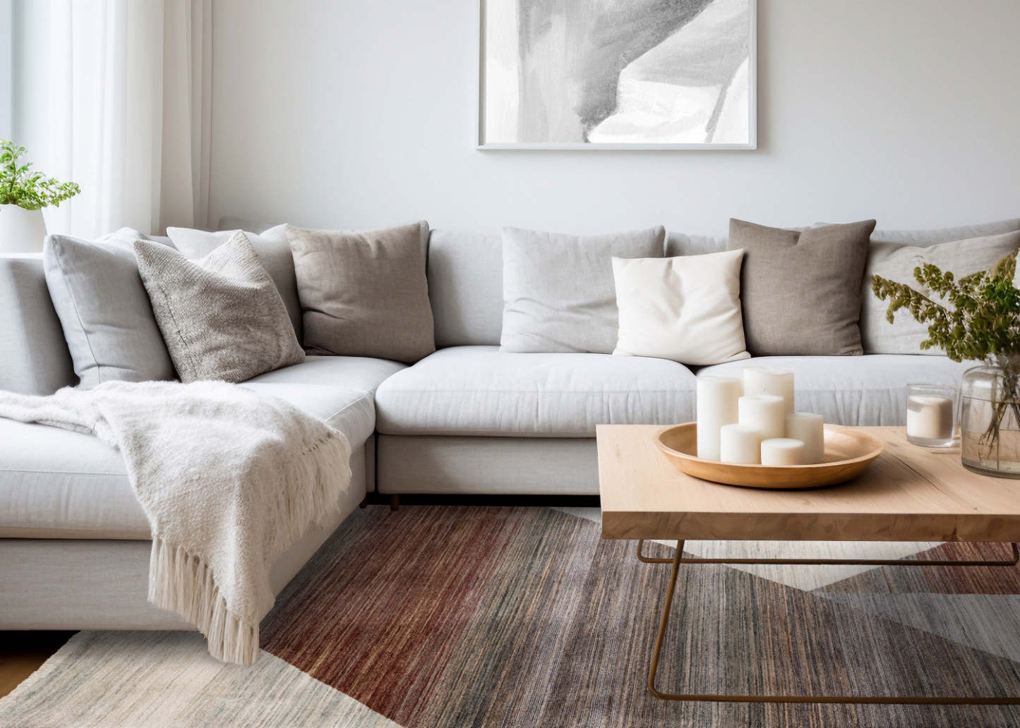 Tapis Olivia Distressed Géométrique Rouge Blanc Gris - 7'10 x 10'2|Carpette Olivia rouge, blanche et grise à motif géométrique vieilli - 7 pi 10 po x 10 pi 2 po