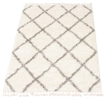 Carpette à poil long Helma Diamond crème 3 pi 11 po x 5 pi 11 po|D86F75LO
