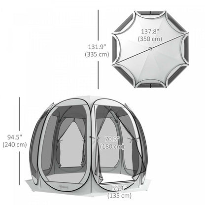 Tente moustiquaire Outsunny 11' X 11,5', tonnelle escamotable avec 2 portes, blanc crème|Outsunny Tente Moustiquaire, Tonnelle Escamotable Avec 2 Portes, Crème