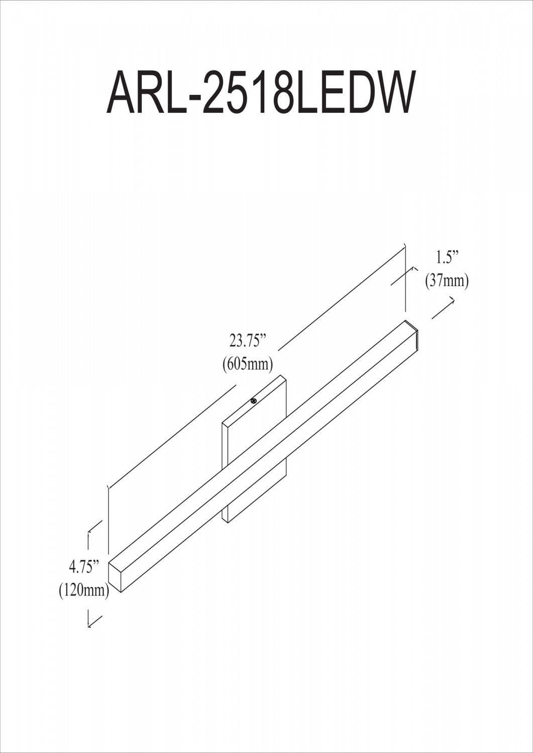 Lumière de coiffeuse Arandel de Dainolite 18w LED avec diffuseur noir mat