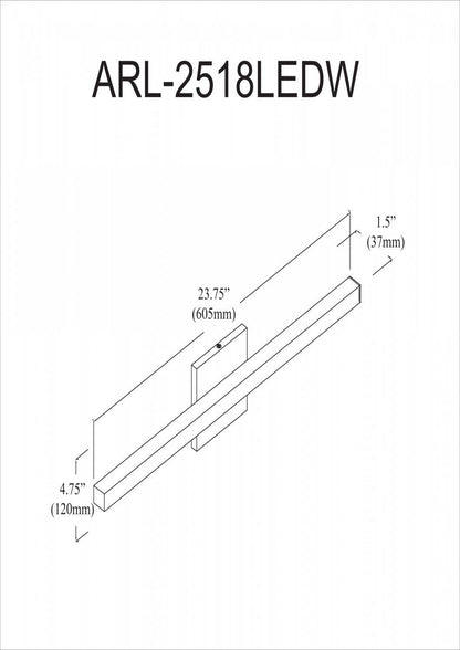 Lumière de coiffeuse Arandel de Dainolite 18w LED avec diffuseur noir mat