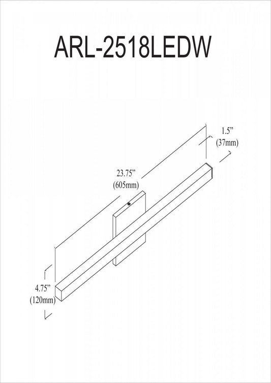 Lumière de coiffeuse Arandel de Dainolite 18w LED avec diffuseur noir mat