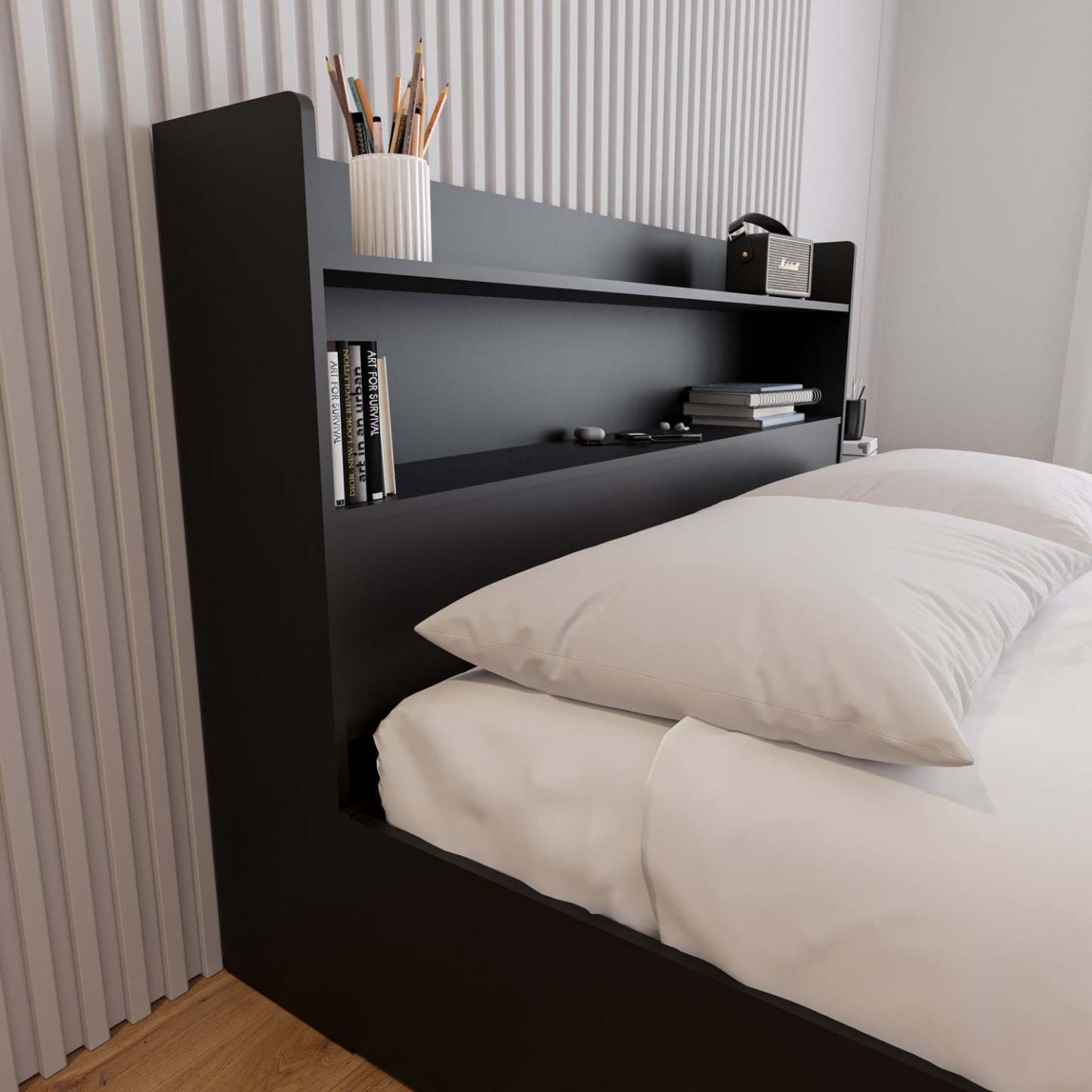 Nordika Hunter Queen Bookcase Headboard - Black|Tête de lit bibliothèque Hunter Nordika - noire