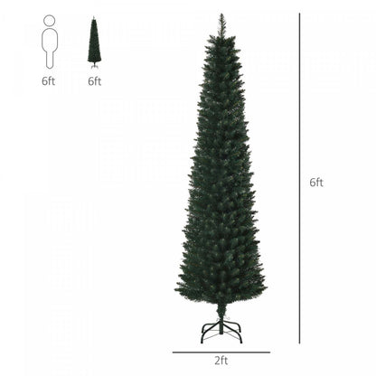 Homcom Arbre de Noël en crayon artificiel de 6 pieds avec 380 pointes de branches|Homcom Arbre de Noël Artificiel de 6 Pieds 380 Pointes de Branche