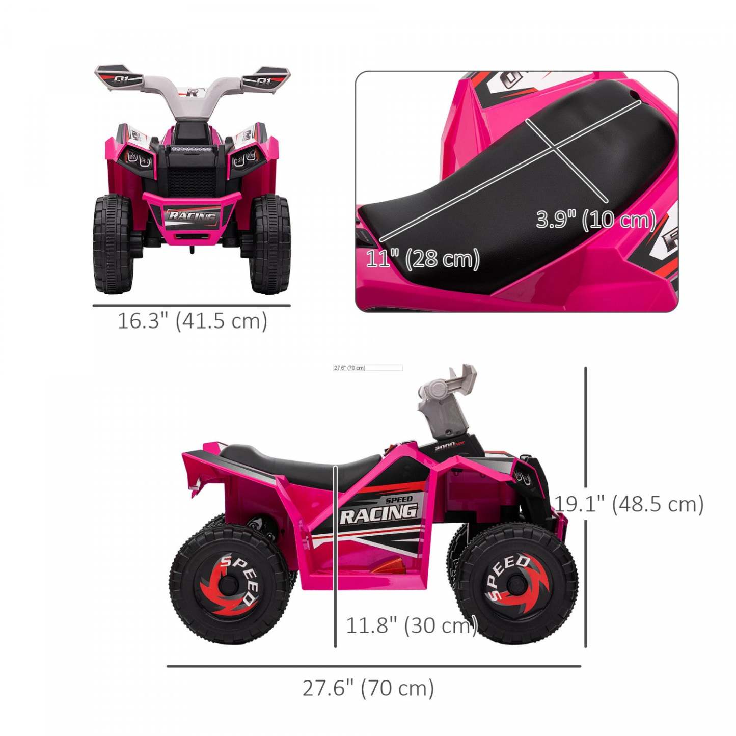 Aosom 6v Kids Atv Quad, Véhicule Électrique Alimenté Par Batterie Pour Enfants Avec Roues Résistantes