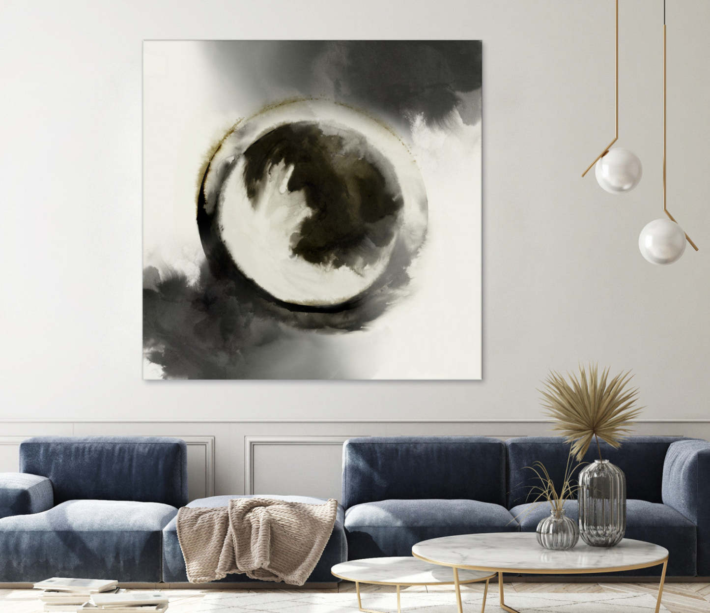 Œuvre d'art murale géante « Smokey Circumference » 72 x 72