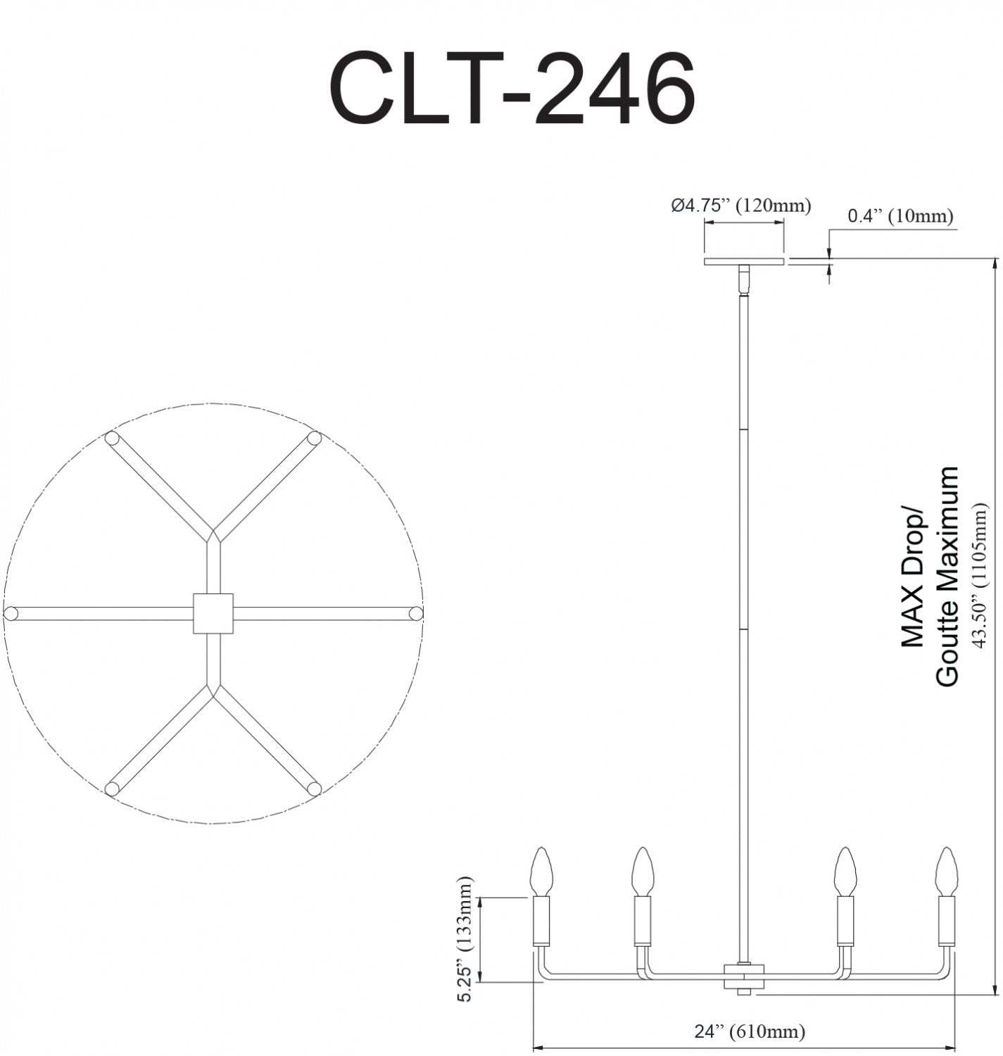 Dainolite Colette 6 Light Chandelier Matte Black Lamp|Lustre Colette de Dainolite avec fini noir mat et 6 ampoules