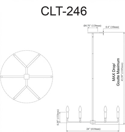 Dainolite Colette 6 Light Chandelier Matte Black Lamp|Lustre Colette de Dainolite avec fini noir mat et 6 ampoules
