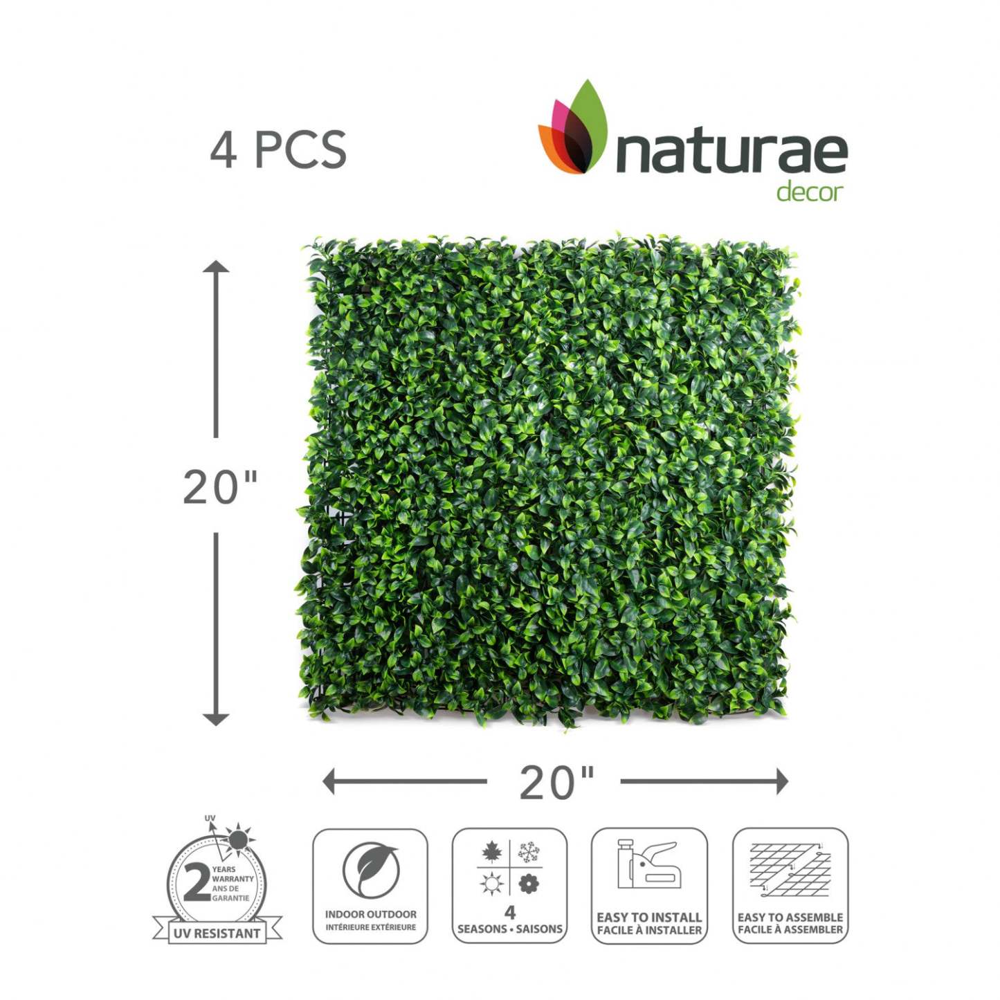 Gardénia artificiel 20x 20 panneau de feuillage 4 pièces | Panneau de feuillage 20 po x 20 po gardénia artificiel 4 pièces | D10HQM49