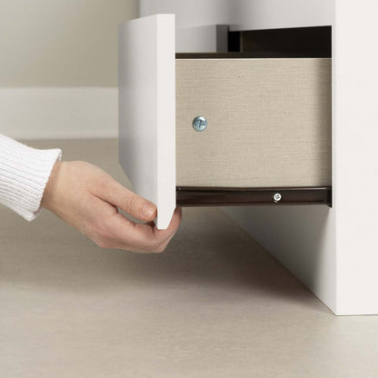 Ensemble lit de rangement Fusion et tête de lit bibliothèque blanc pur - Lit double South Shore