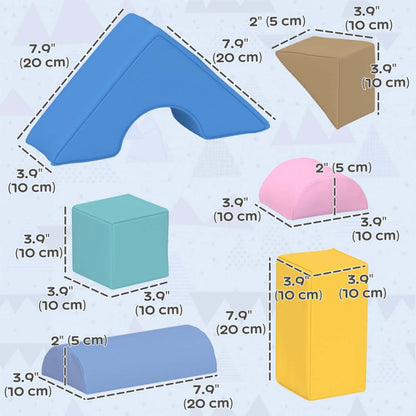 Qaba Equipement De Jeu Doux Pour Enfants, 11 Pièces, Jouets D'escalade, Blocs D'escalade Doux Pour L