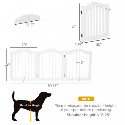 Pawhut Barrière Autonome Pour Animaux 24 De Haut Barrière Pliable Pour Chiens Intérieur Bois 3 Panneaux Avec 2 Pieds D