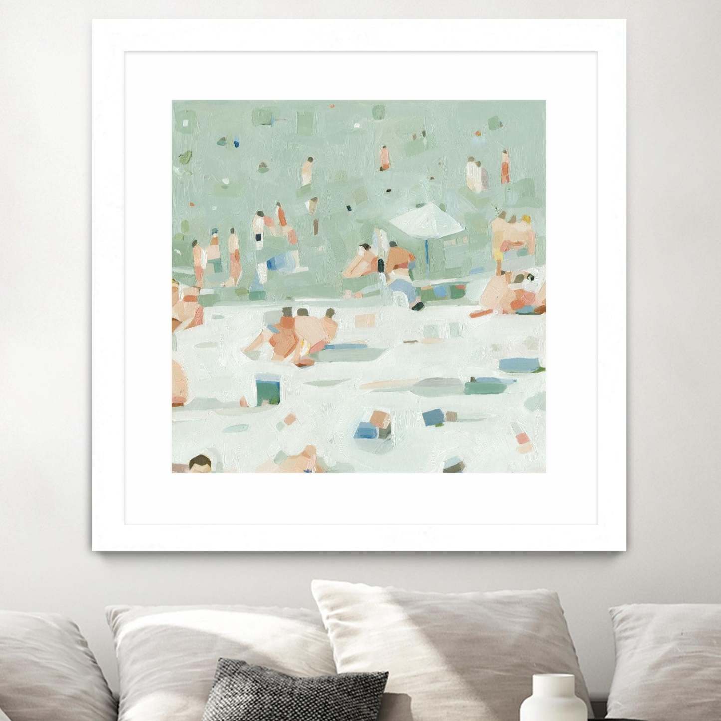 Summer Confetti I Matted and Framed White 36x36 Wall Art|Œuvre d'art murale encadrée blanche et mate « Summer Confetti I » 36 x 36
