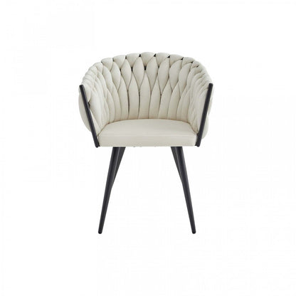 Fauteuil de salle à manger d'appoint Hildy, velours beige (lot de 2) | Chaise de salle à manger avec accoudoirs Hildy en velours beige (ensemble de 2)