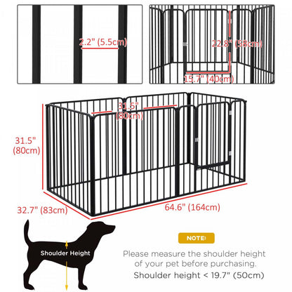 Pawhut Heavy Duty Dog Playpen, Steel Dog Pen With Door, Pet Exercise Fence, Outdoor Indoor Diy Desig|Pawhut Parc Pour Chien, 6 Panneaux De 31.5 De Hauteur En Acier, Parc D'exercice Pour Chiots, Design