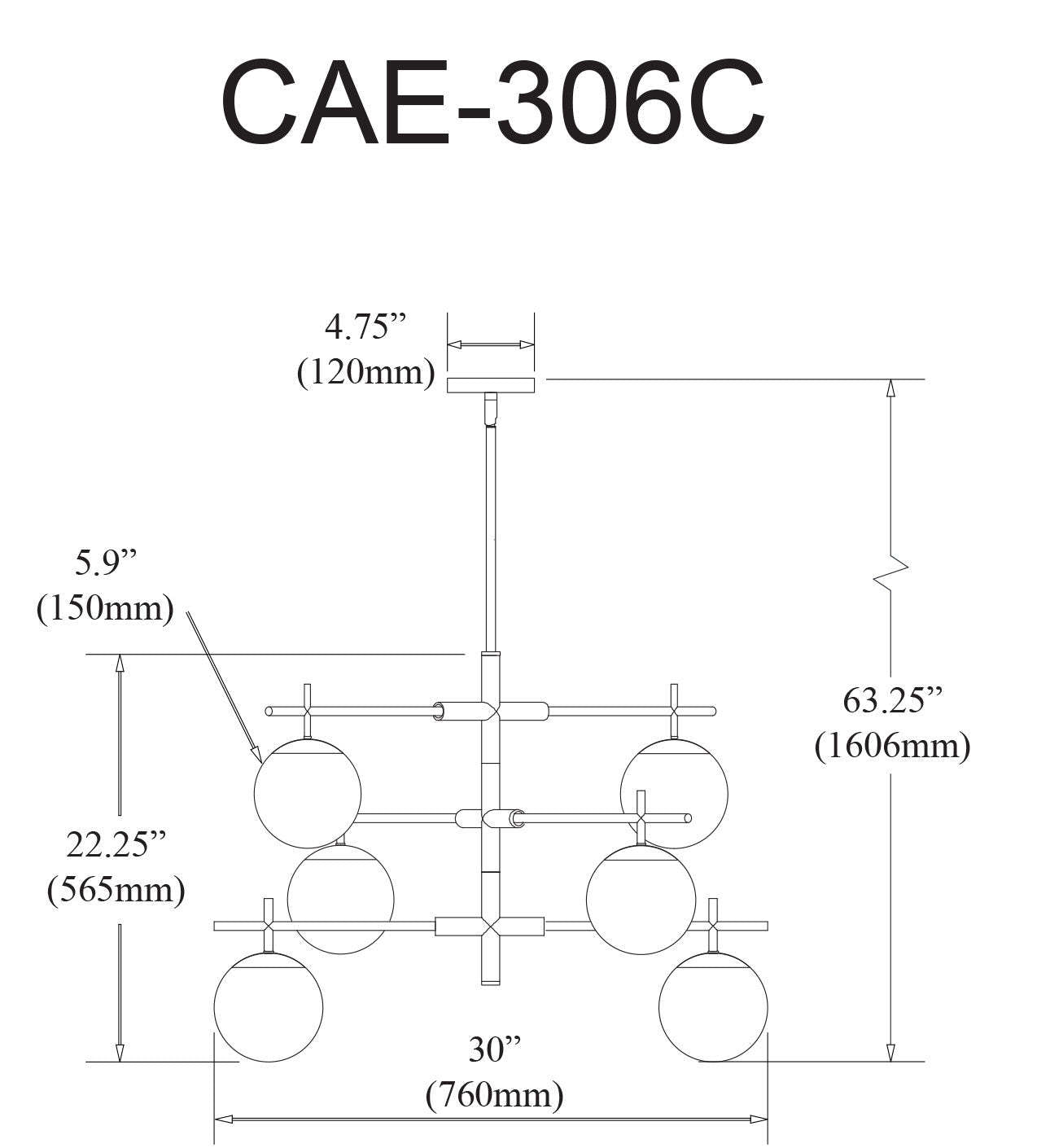 Dainolite Caelia 6 Light Chandelier Matte Black White Opal Glass Lamp|Lustre Caelia de Dainolite en verre blanc opale, avec fini noir mat et 6 ampoules