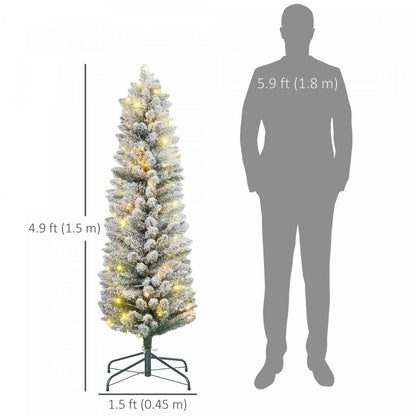 Homcom Arbre De Noël Artificiel Floconné De Neige De 5 Pieds Avec Lumières|Homcom Arbre De Noël Artificiel Floconné Enneigé De 5 Pieds Avec Lumières