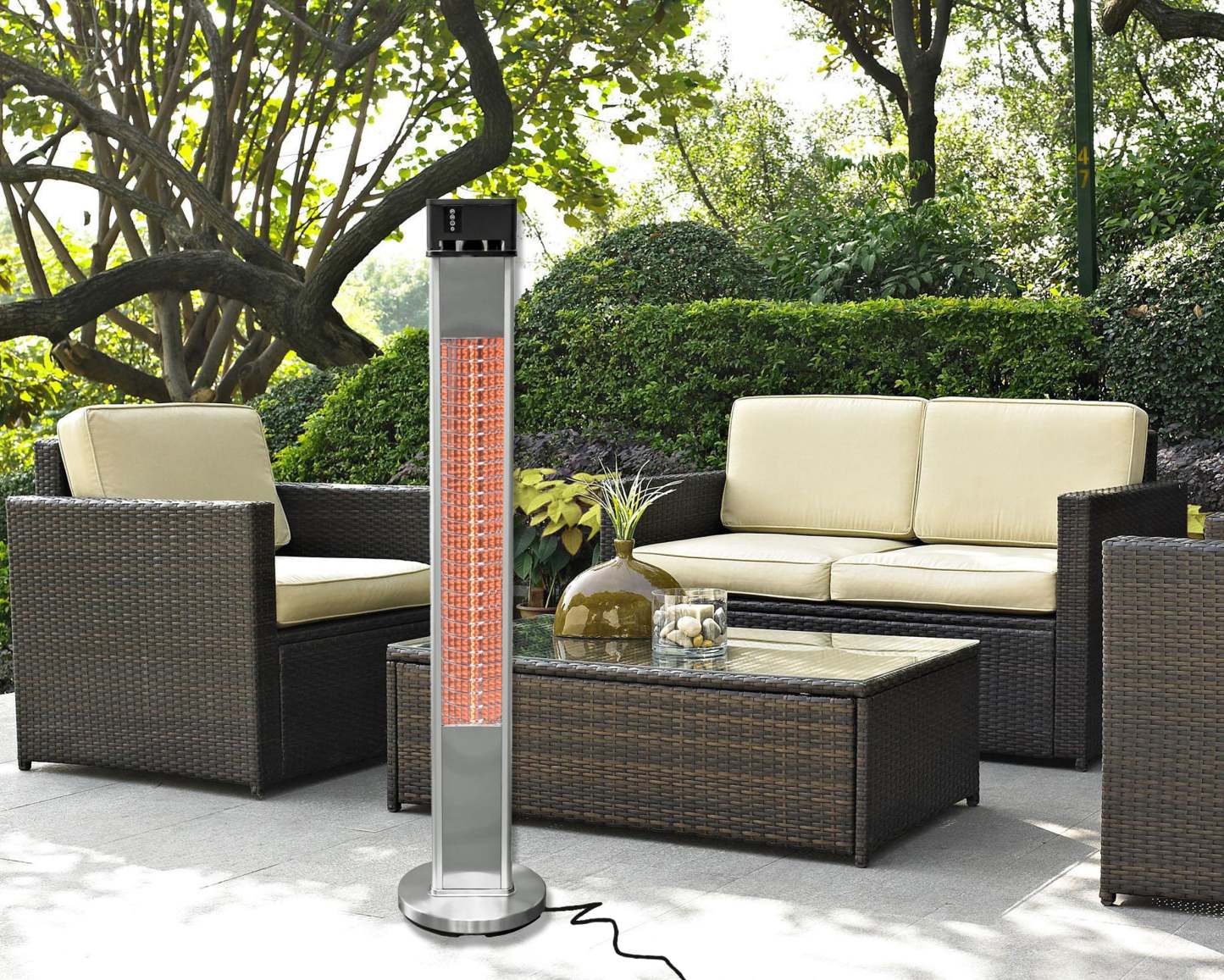 Chauffe-terrasse électrique autoportant infrarouge Energ+ - HEA-215110CVR|Radiateur de terrasse sur pied électrique et à infrarouge Energ+ - HEA-215110CVR