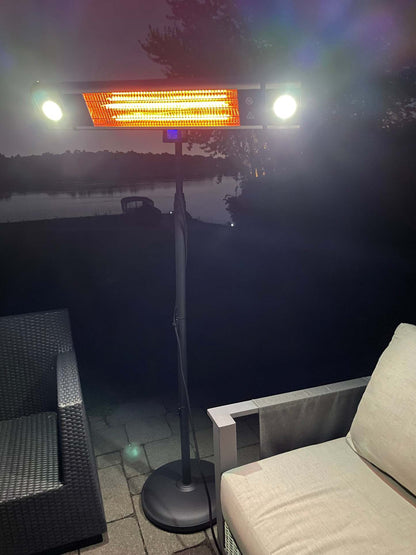 Chauffe-terrasse électrique infrarouge LED Energ+ - HEA-218CSLR|Radiateur de terrasse électrique à DEL et à infrarouge Energ+ - HEA-218CSLR
