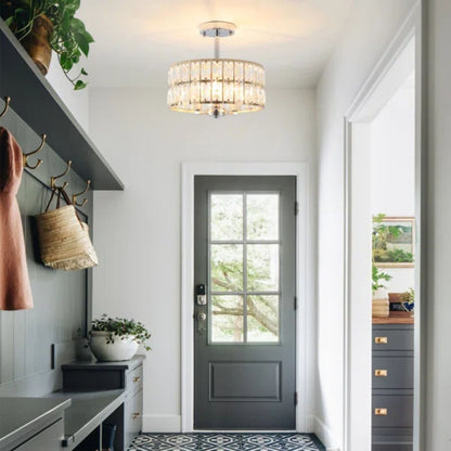 Plafonniers semi-encastrés à 3 lumières en cristal pour salon et couloir