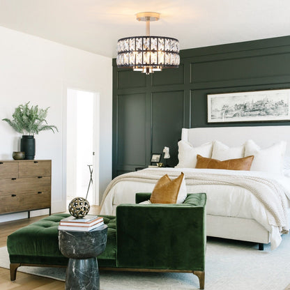 Plafonniers semi-encastrés à 3 lumières en cristal pour salon et couloir