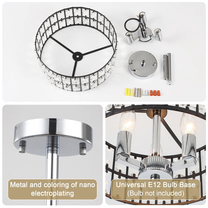 Plafonniers semi-encastrés à 3 lumières en cristal pour salon et couloir