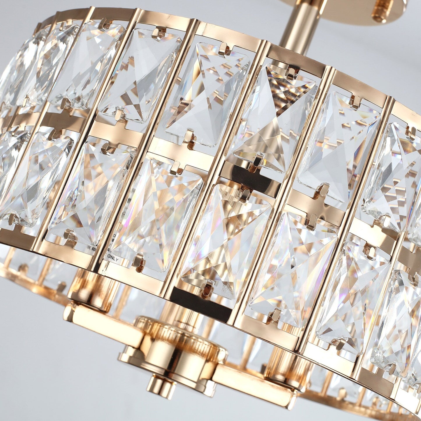 Plafonniers semi-encastrés à 3 lumières en cristal pour salon et couloir