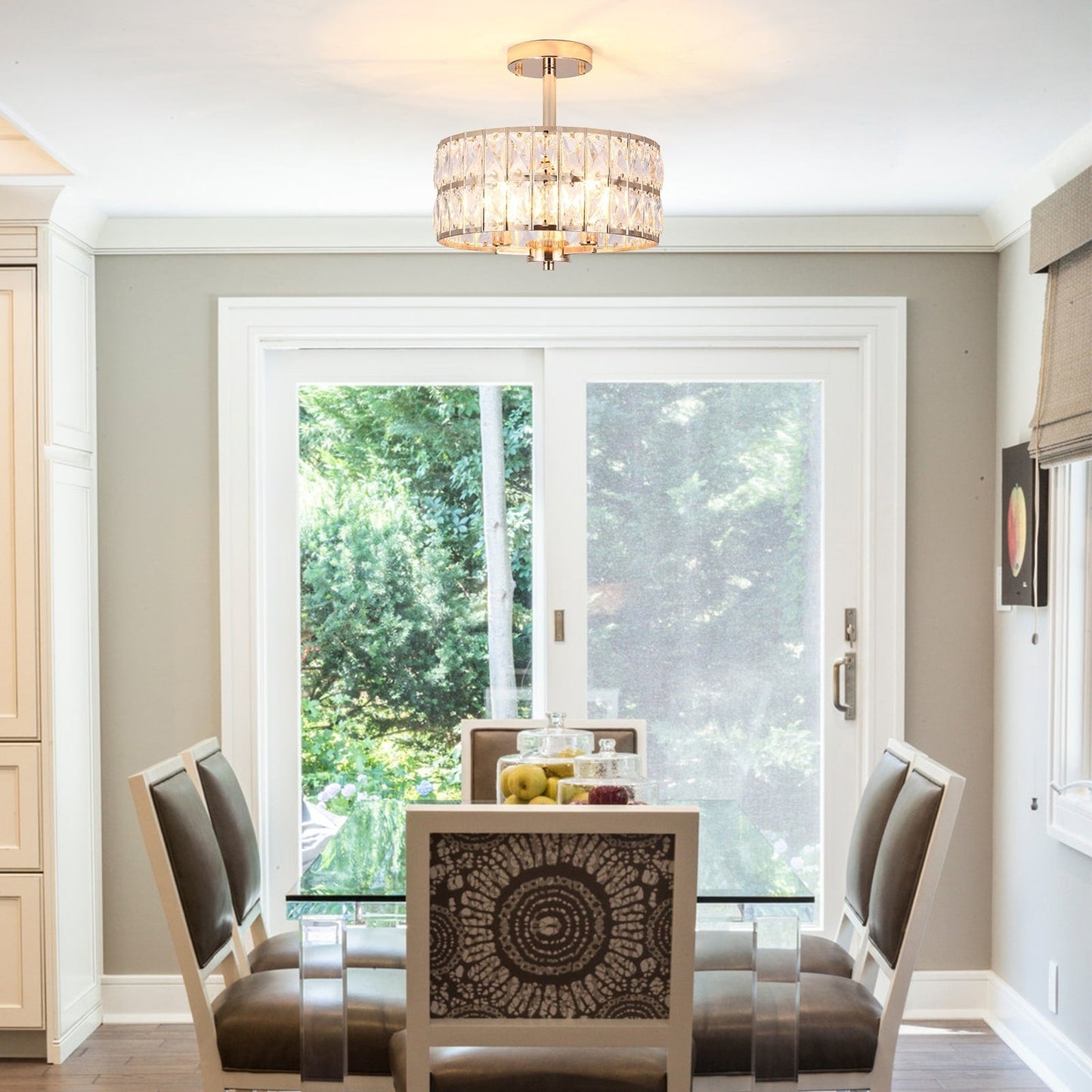 Plafonniers semi-encastrés à 3 lumières en cristal pour salon et couloir