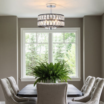 Plafonniers semi-encastrés à 3 lumières en cristal pour salon et couloir