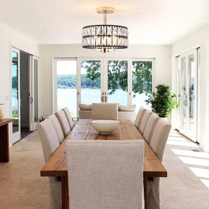 Plafonniers semi-encastrés à 3 lumières en cristal pour salon et couloir