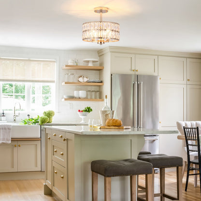 Plafonniers semi-encastrés à 3 lumières en cristal pour salon et couloir