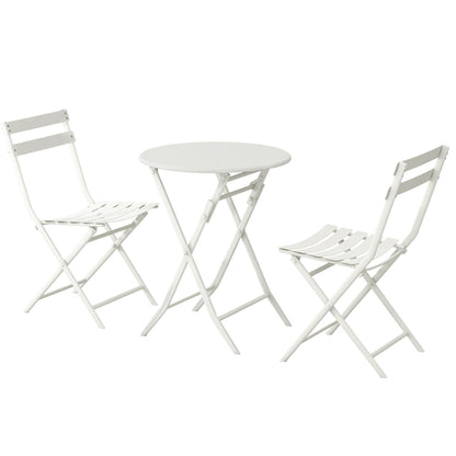 Ensemble bistro minimaliste de patio 3 pièces avec table ronde pliable et chaises - Ensemble bistro de patio 3 pièces
