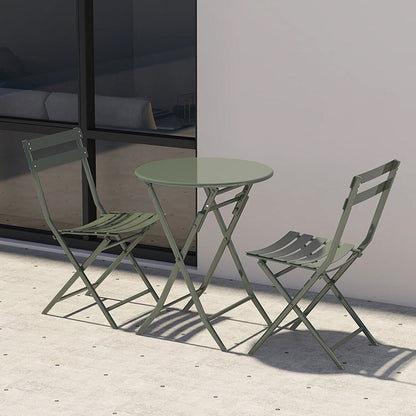 Ensemble bistro minimaliste de patio 3 pièces avec table ronde pliable et chaises - Ensemble bistro de patio 3 pièces