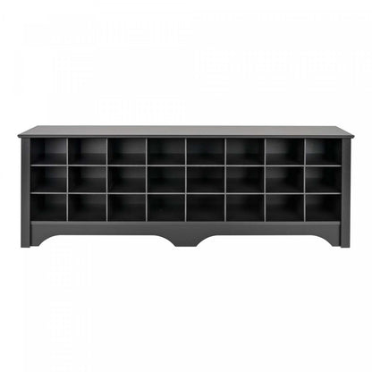 Twenty-Four Pair Shoe Storage Cubby Bench - Black|Banc à compartiments de rangement pour 24 paires de chaussures - noir