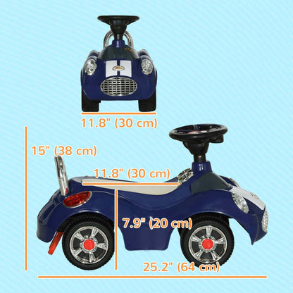 Qaba Voiture Bebe, Voiture A Pousser Pour 1 A 3 Ans Avec Musique, Klaxon, Lumiere, Voiture Coulissante