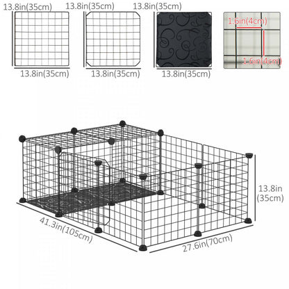 Pawhut Cage Pour Petit Animal Avec 16 Panneaux, Cloture Portable En Fil Métallique Avec Porte, Pieds