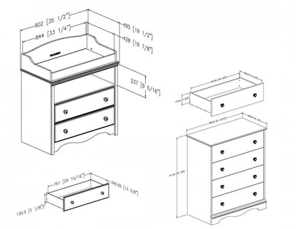 Ensemble table à langer et commode 4 tiroirs Angel - Blanc pur | Angel Ensemble Table A Langer Et Commode 4 Tiroirs - Blanc Solide