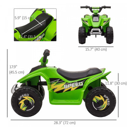 Aosom Kids Atv, voiture électrique à batterie 6v pour enfants, quad 4 roues pour tout-petits avec interrupteur avant | Qaba Quad, véhicule électrique alimenté par batterie 6 V, quad à 4 roues avec interrupteur avant et