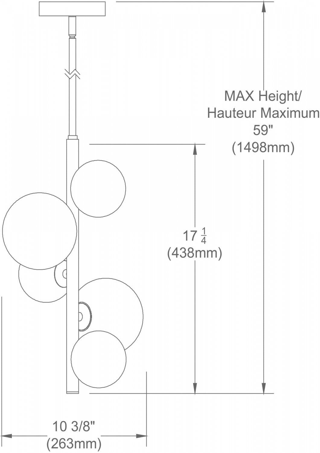 Dainolite Glasgow 5 Light Pendant Vintage Bronze Finish Champagne Glass Lamp|Luminaire suspendu Glasgow de Dainolite en verre champagne, avec fini bronze rétro et 5 ampoules