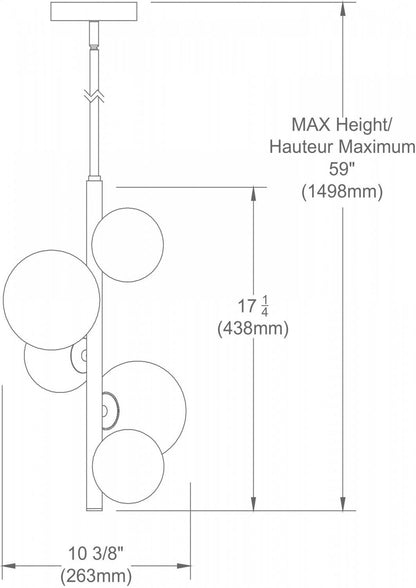 Dainolite Glasgow 5 Light Pendant Vintage Bronze Finish Champagne Glass Lamp|Luminaire suspendu Glasgow de Dainolite en verre champagne, avec fini bronze rétro et 5 ampoules