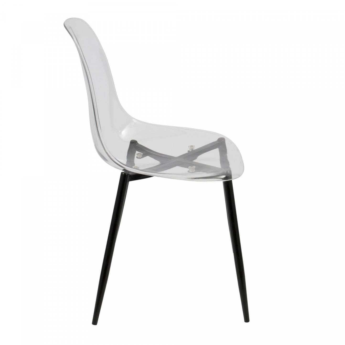 LumiSource Clara Black Clear Mid-Century Modern Dining Accent Chair - Ensemble de 2|Chaise d'appoint de salle à manger moderne du milieu du 20e siècle Clara transparente et noire - ensemble de 2