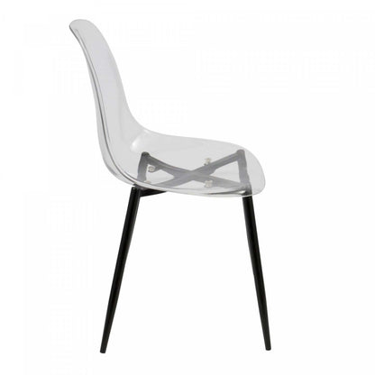 LumiSource Clara Black Clear Mid-Century Modern Dining Accent Chair - Ensemble de 2|Chaise d'appoint de salle à manger moderne du milieu du 20e siècle Clara transparente et noire - ensemble de 2