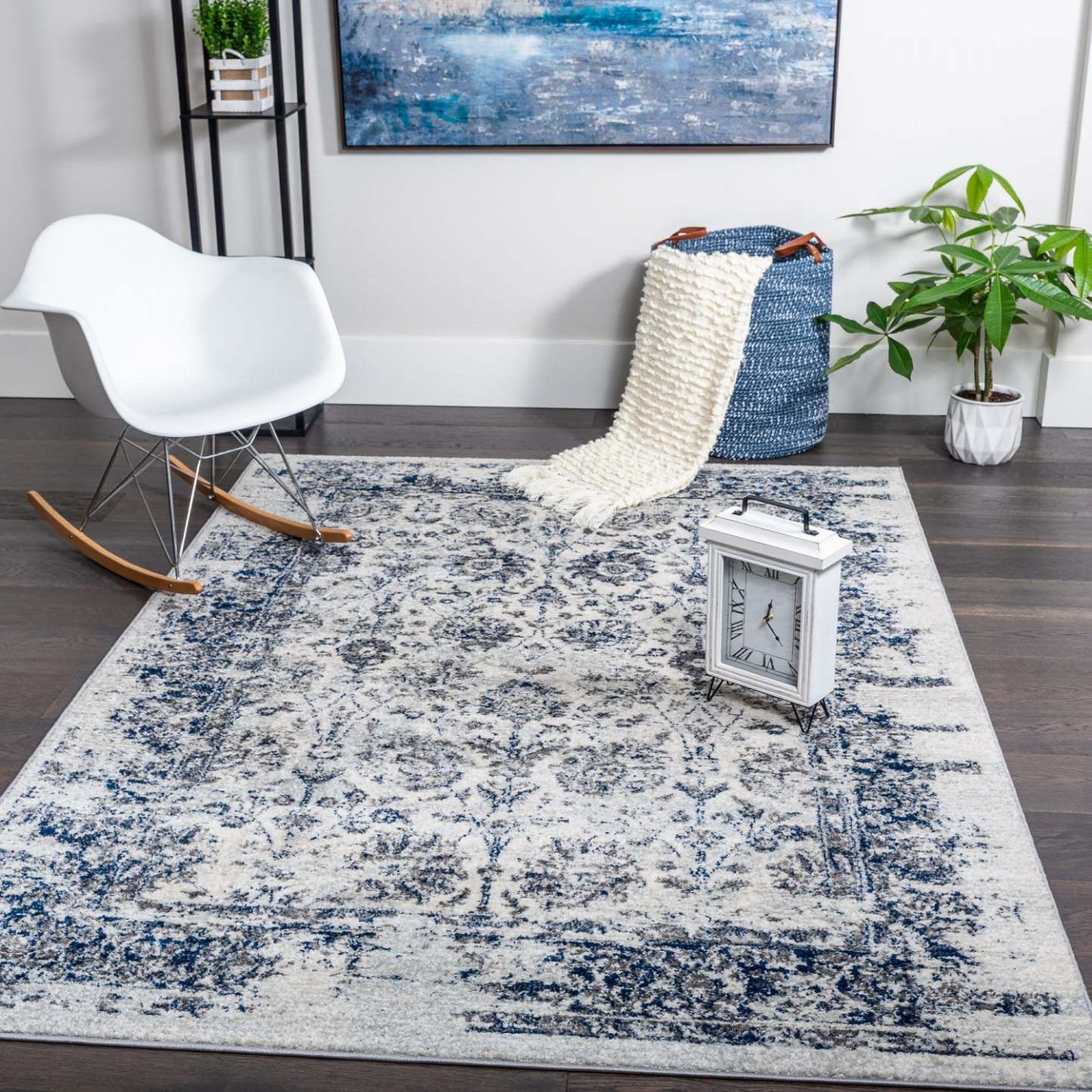 Tapis Roma Fantasia bleu marine 4x6 | Tapis Roma Fantasia bleu marine 4 x 6 | D80GB7LO