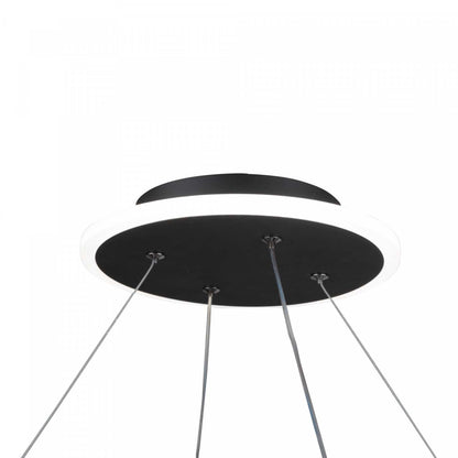 Lustre rond de la collection Lazio avec lampe à DEL intégrée de 24 po - noir