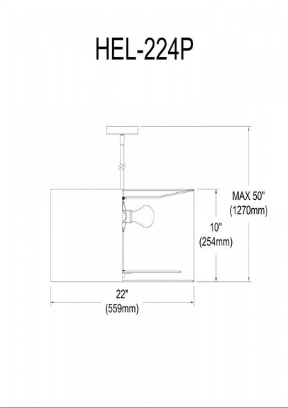 Dainolite Helena 4 Light Pendant 22 Dia Polished Chrome Finish White Shade White Diffuser Lamp|Luminaire suspendu Helena de Dainolite de 22 po de diamètre avec abat-jour blanc qui diffuse la lumière, fini chromé poli et 4 ampoules