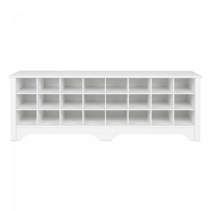 Twenty-Four Pair Shoe Storage Cubby Bench - White|Banc à compartiments de rangement pour 24 paires de chaussures - blanc