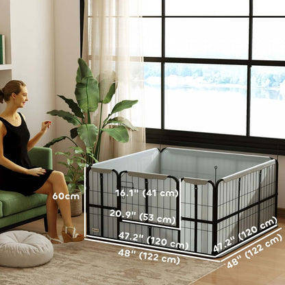 Pawhut Niche De Mise Bas Pour Chiens Et Chiots, 48 ​​X 48 X 23.5, Parc Pour Chiots Avec Tissu Oxford 600d, Tapis De Pipi Lavable