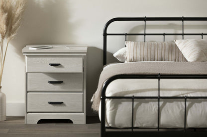 Table de nuit Versa avec station de recharge et tiroirs - Chêne hivernal|Table de nuit Versa avec station de recharge et tiroirs - chêne hivernal